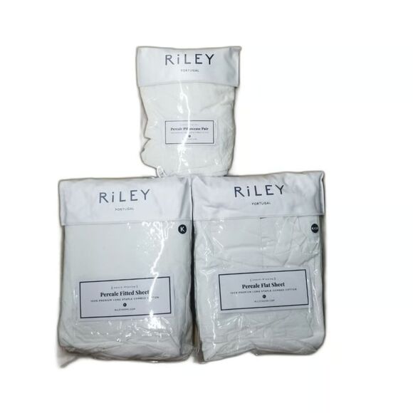 Riley Luxury 4 Piece Percale Sheet Set - White - King Size - $330 Value (9078)